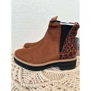 Tom’s Black and Tan Classic Cheetah Ankle Boots Size 6 New without tags
